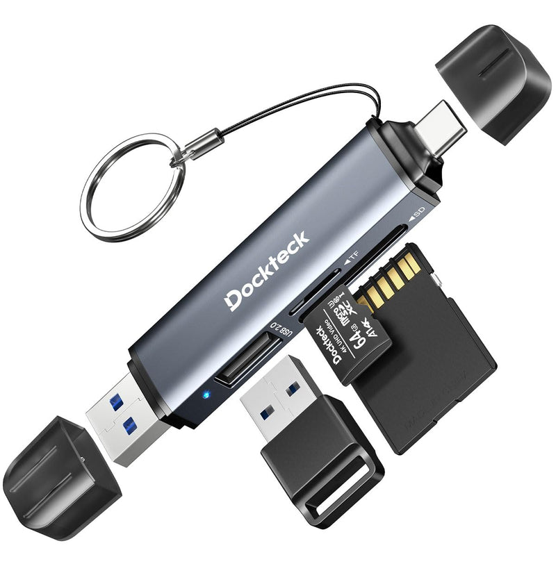 Dockteck SD Card Reader, 5G Super Speed USB3.0 SD/TF Card Reader, 3-Slot USB A/C to SD/Micro SD/USB A Memory Card Reader for UHS-I SD/Micro