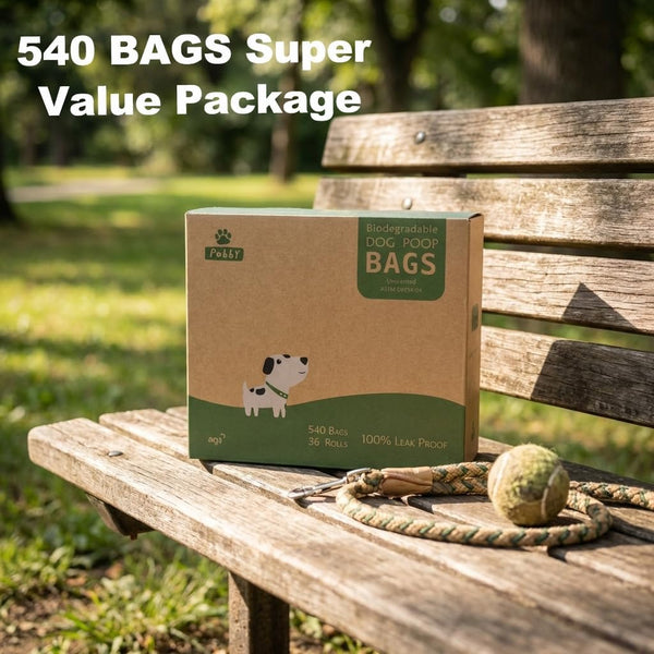 Dog Poop Bags Rolls 540 Count, Unscented Refill Rolls, 9" X 13" Doggie Poop Bags, Dog Waste Bags BY PobbY 540 Bags