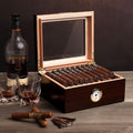 Premium Cigar Humidor for 25-50 Cigars - Elegant Humidor Humidor with Hygrometer and Humidifier - Cedar Lined Cigar Box for Optimal Humidity