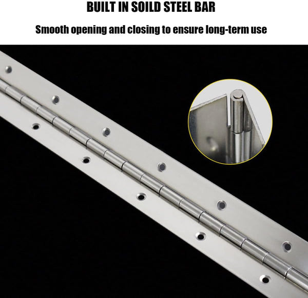 EPHECH 18" Piano Hinge, 4PCS Stainless Steel Continuous Piano Hinge-Silver | Heavy Duty Smooth Polished Piano Hinges, 0.04" Thickness 1.2" Open