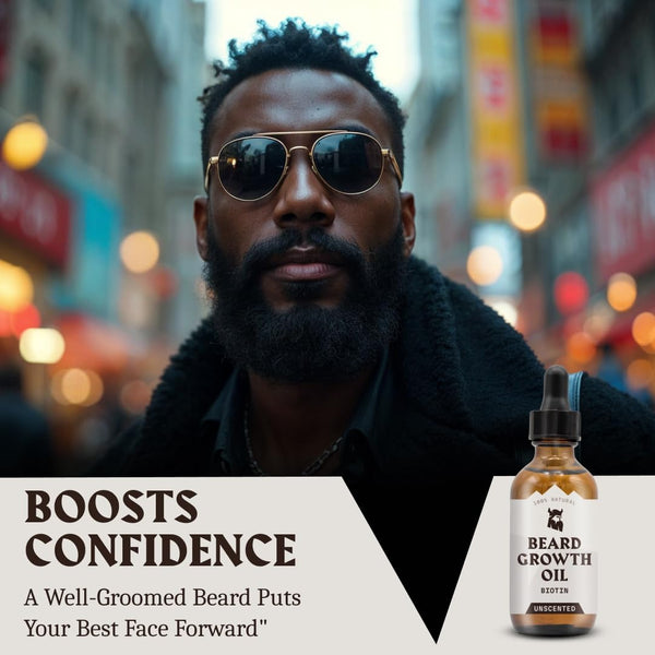Striking Viking Beard Growth Oil with Biotin - 2 Fl Oz, Unscented - Thickening, Conditioning Biotin Beard Growth Serum for Men with Argan & Jojoba