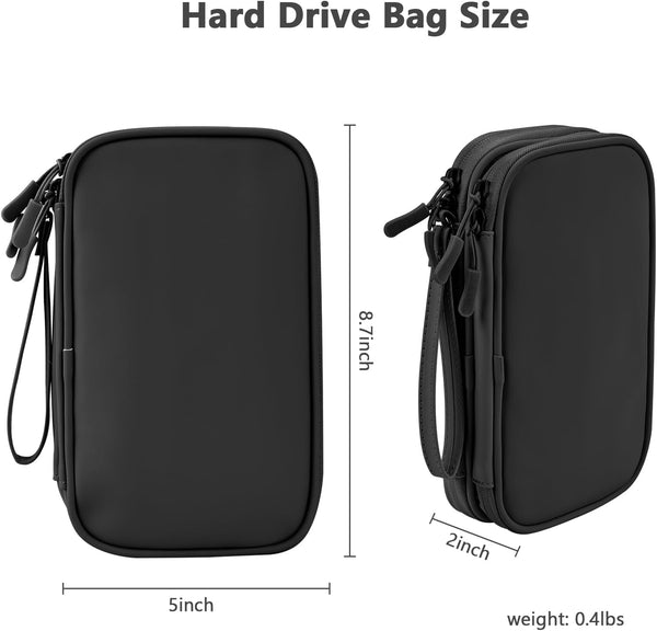 Cable Organizer Bag, Electronic Storage Travel Pouch for Tech Accessories, Cords &Charger, Hard Drive, Power Bank, Iphone (Black-Soft-M)