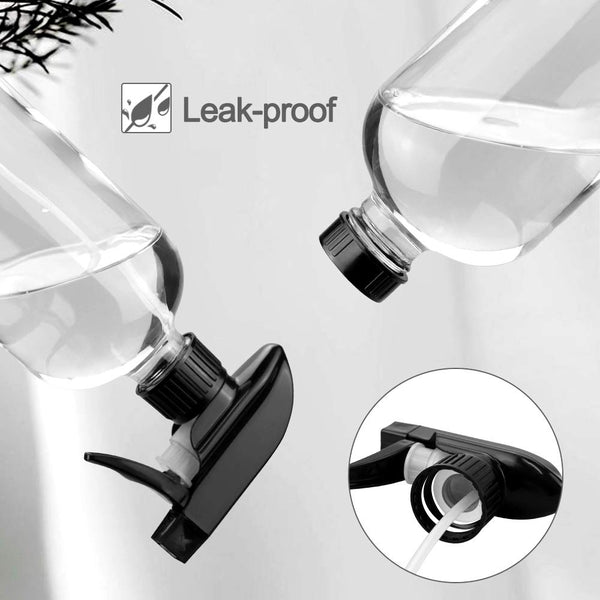 Glass Spray Bottles, 16Oz Refillable Containers, Empty Boston round Bottles with Labels & Adjustable Nozzle for Cleaning, Gardening, Aromatherapy,
