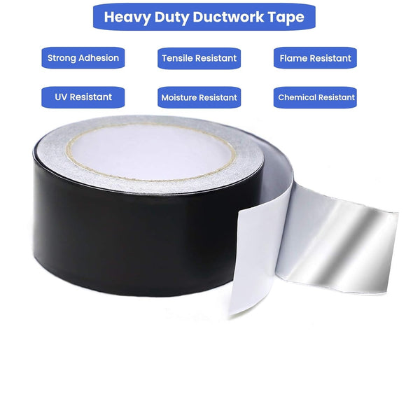Black Aluminum Foil Tape High Temp Heavy Duty Adhesive HVAC Sealing Hot Cold Air Duct Tape for Pipe Metal Repair (2 IN x 64 FT 3.9 Mil) Black 2