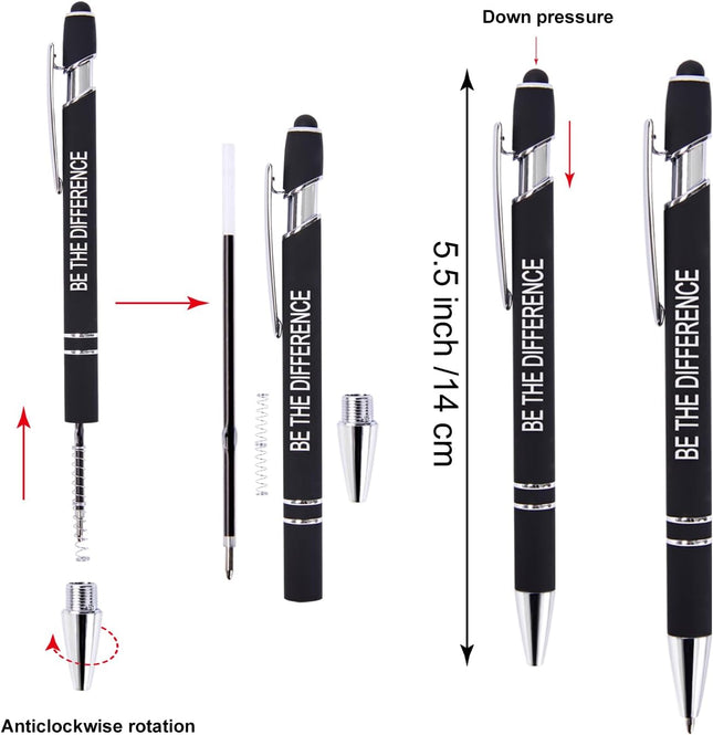 Funny Pens - 12 Pack Fine Point Smooth Writing Pens with Inspirational Tips, Bla