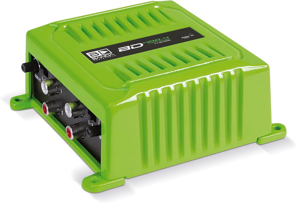 BD400.4GREEN Four Channel 4 X 100 Watt Rms Full Range Car Audio Amplfier 4 Ohms Bridged with Optional Use Low or High Pass Filters Green