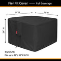 Sheechung Gas Fire Pit Cover Square-Premium Patio Outdoor Cover Heavy Duty Fabric with PVC Coating,100% Waterproof,Anti-Crack,Fits for