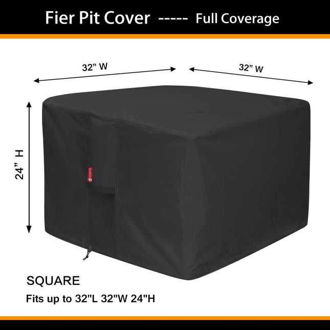 Sheechung Gas Fire Pit Cover Square-Premium Patio Outdoor Cover Heavy Duty Fabri