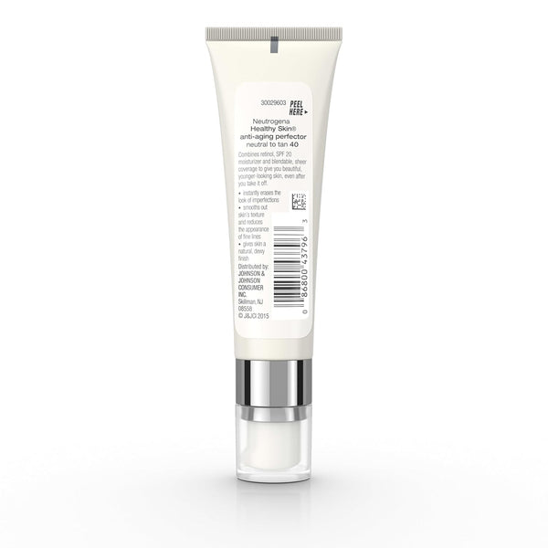 Neutrogena Retinol Treatment and Tinted Facial Moisturizer, Healthy Skin Anti-Aging Perfector with Broad Spectrum SPF 20 Sunscreen with Titanium