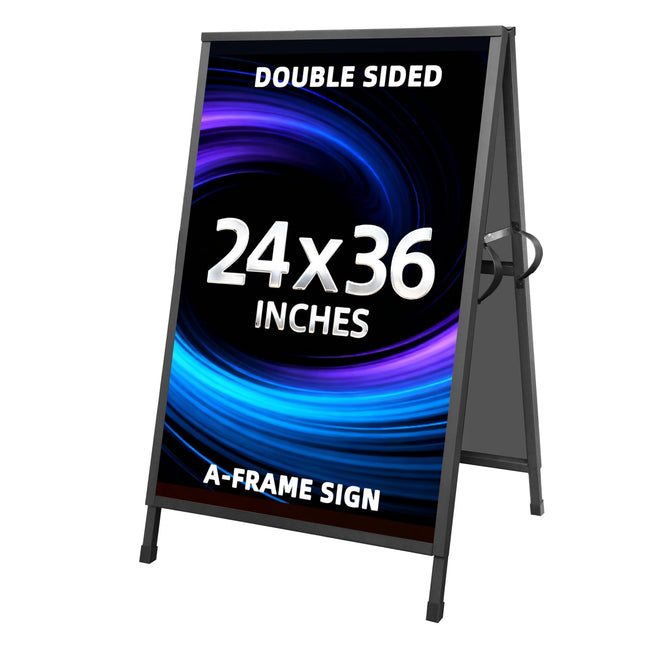 Heavy Duty Slide-In Folding Sandwich Board A-Frame Sidewalk Sign 24X36 Inch Blac