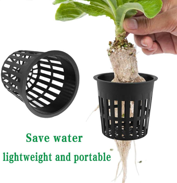 Panxxsen 50 Pack 3 Inch Net Pots Cups for Hydroponics, Slotted Mesh Net Cups for Aquaponics Orchids Vegetables, Heavy Duty Plastic Planting