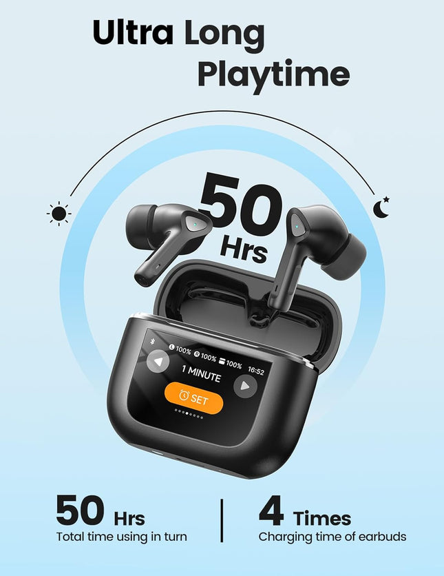 Wireless Earbuds Bluetooth 5.3 Headphones 50H Playtime Deep Bass Stereo Ear Buds with Mic IPX7 Waterproof Comfort Lightw
