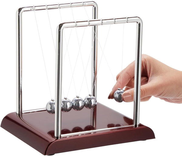 Juvale Newtons Cradle Pendulum - 7 x 6 x 7 in, Silver Stainless Steel - Desk Decor & Office Decor for Men - Stress Relief Desk Toy - Science