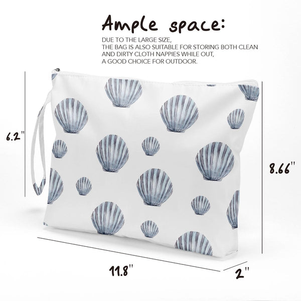 Fokongna Wet Dry Bag Toiletry Diaper Cosmetic Bag, Waterproof, Large Capacity, Zipper, Travel, Shell 01