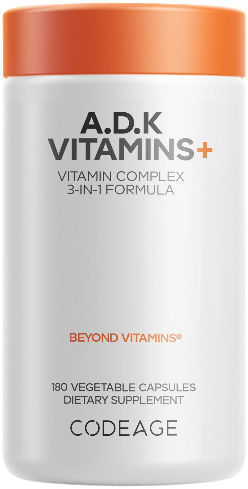 Codeage ADK Vitamins Supplement - Essential Vitamin A, D3 5000 IU, K1 & K2 (MK4 & MK7) - 6-Month Supply - 1 Capsule per Serving, Non-GMO,