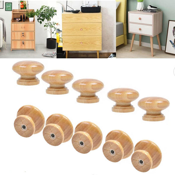 20Pcs Unfinished Wood Drawer knobs Pulls Finished, 33mm Round Mushroom Shape Wooden Cabinet Knobs Drawer Pulls Handles