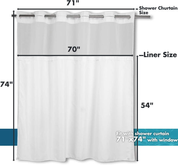 River Dream Fabric Snap in Shower Curtain Liner Replacement,White,70x54 | with Magnets,Detachable Liner,Quick Dry，Machine Washable，Fit for River