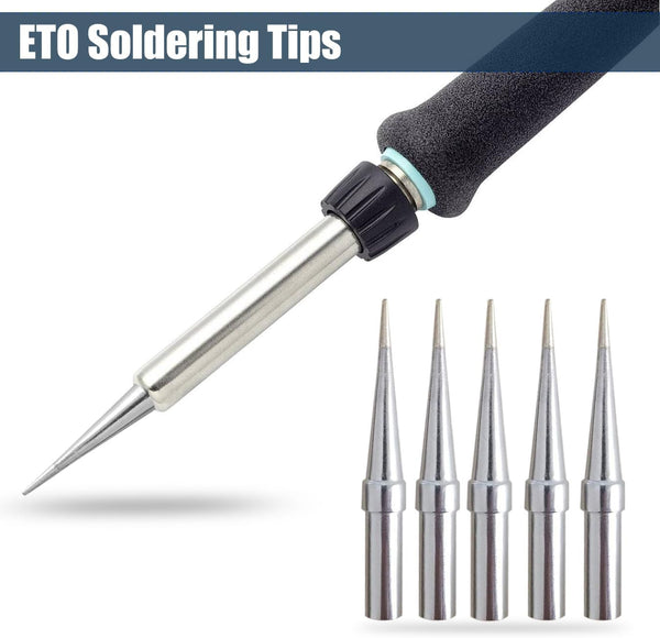 Yakamoz 5Pcs ET Series Soldering Iron Tips ETO Soldering Tip Set Replacement Solder Tips for Weller WE1010NA WES51 WES50 PES51 PES50 WEP70 EC1002