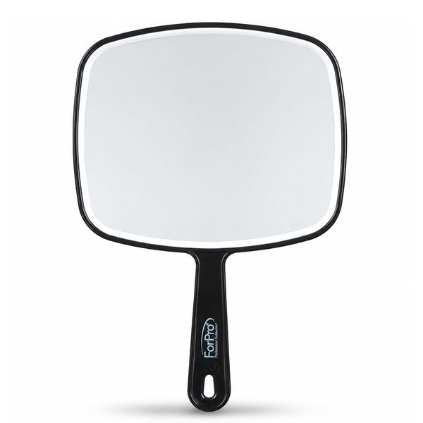 ForPro 9.6" L x 6.3" W Premium Hand Mirror w/Handle for Home & Salon, Black Medium