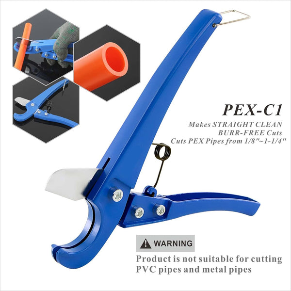 PEX Pipe Clamp Cinch Tool Crimping Tool Crimper for Stainless Steel Clamps from 3/8-inch to 1-inch with 1/2-inch 10PCS and 3/4-inch 10PCS SS PEX