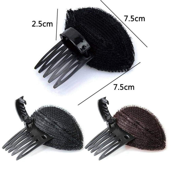 1Pc Black Fluffy Hair Pad Sponge Clip Bun Comb Bump It Up Hairstyling Tool for Women and Girls - DIY Beauty and Personal Care Clips and Barrettes