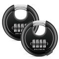 DELSWIN 4-Digit Disc Combination Lock Outdoor - Heavy Duty Combination Padlocks with Hardened Steel Shackle Weatherproof Combo Locks for