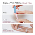Glamnetic Press On Nails - Entranced | Short Almond White Holographic Fake Nails, Semi-Transparent, Salon Quality| 15 Sizes - 30 Nail Kit with Glue