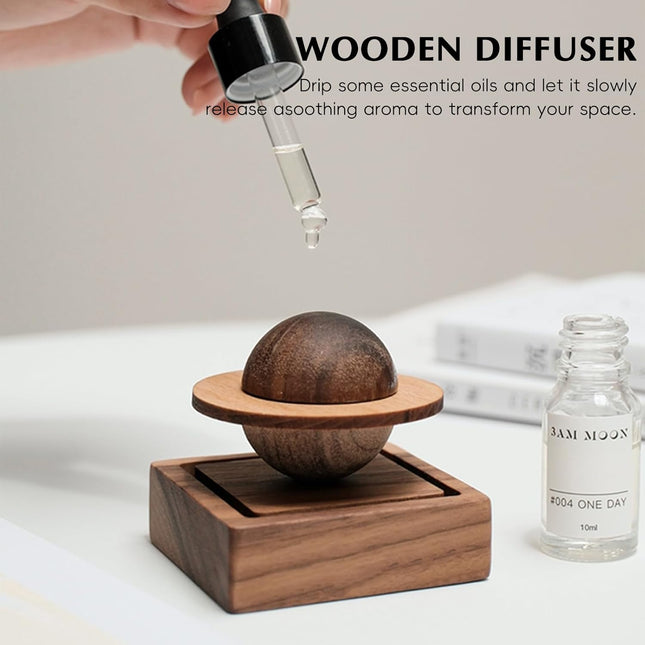 Planet Wooden Essential Oil Diffuser - Walnut Aroma Therapy for Home, Office, Ca