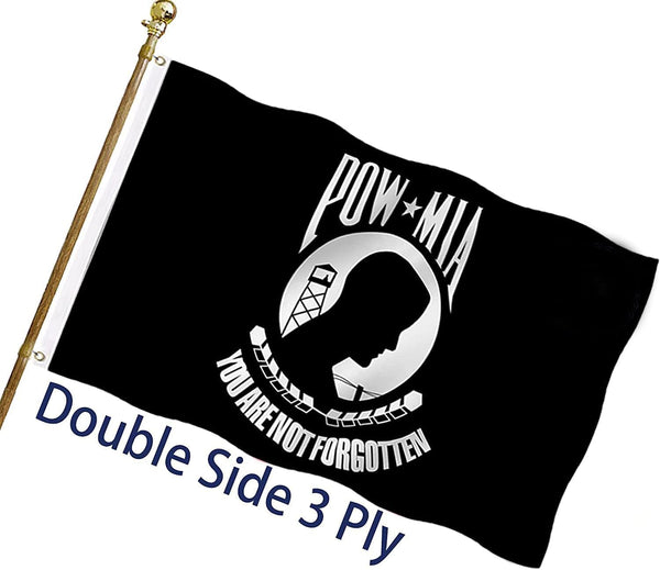 Pow Mia Flag 2X3 Ft Outdoor Heavy Duty Polyester Military Pow Flags Double Sided 3 Ply Banner 200D with Durable Canvas Header and 2 Brass Grommets