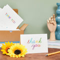 Juvale Thank You Cards with Envelopes - Bulk Blank Thank You Notes & Cards for Kids & Adults - 6 Assorted Rainbow Designs - White, 48 Pack, 4 x 6