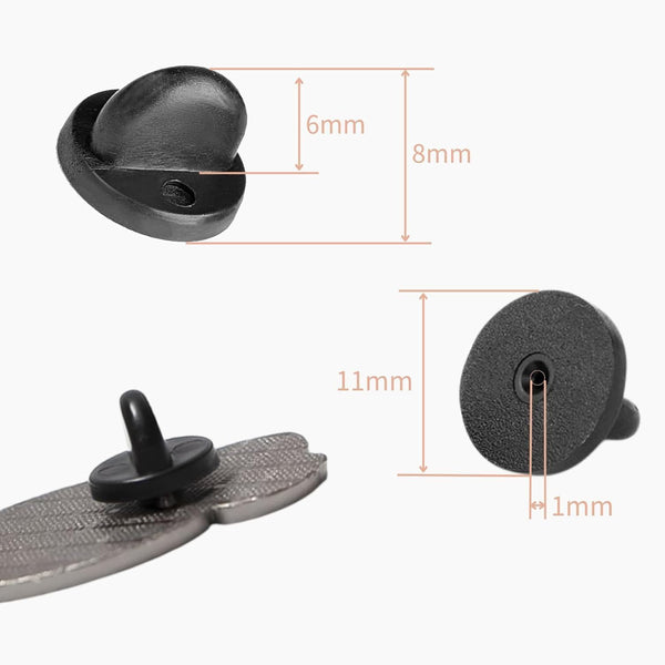 Lapel Pin Backs, Safety Backs for Brooch Tie Hat Badge Insignia Black 100