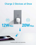 Anker 33W 2-Port Compact USB Charger Block, Foldable Type C Charger | Dual-Port for iPhone 17/16 Series, Galaxy, and More, Travel-Friendly