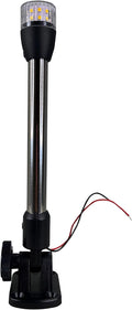 Pactrade Marine Boat Navigation Lights LED - 10.5 Inch White All-Round/Stern Light Pole (Folding Base, Surface Mount) - Boat Accessories for