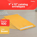 Staples 9 x 12 Kraft Clasp & Moistenable Envelopes, Brown Manila, Heavyweight Document Mailers with Metal Clasp, 100/Box 100 Pack