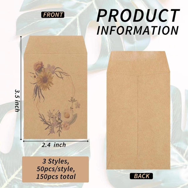 150 Pack Seed Saving Envelopes,Small Paper Envelopes for Seeds,Mini Envelopes,Coin Envelopes,Key Envelopes,Self-Adhesive Kraft Seed Envelopes,Let