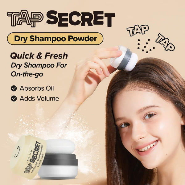 I Dew Care Dry Shampoo - Tap Secret Duo Gift Set, with Black Ginseng, Non-Aerosol, Benzene-Free, Mattifying Root Boosting Powder, No White Cast,