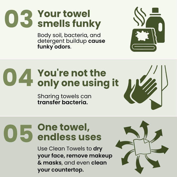 Clean Skin Club Bamboo Viscose Clean Towels® XL 100% USDA Biobased Face Towel, Disposable Face Towelette, Makeup Remover Dry Wipes, Ultra Soft, 50