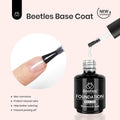 Beetles Top Coat Base Gel & Nail Glue Set-3Pcs No Wipe Top Coat Gel Nail Polish & Base Coat with 9 In 1 Nail Glue Shine Effect Long Lasting Soak