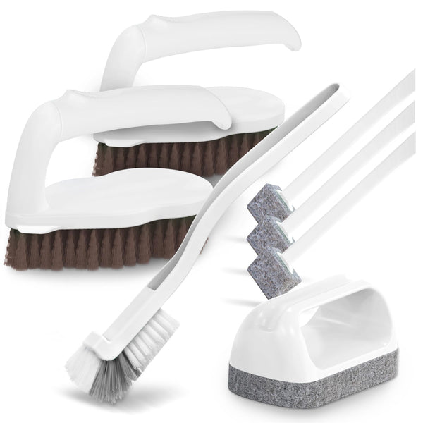 Holikme 7 Pack Cleaning Brush Scrub Brush Kitchen Brush for Floor,Brown | Deep Cleaning Brush Set, Scrub Pads with Scraper Tip for Pool Walls,