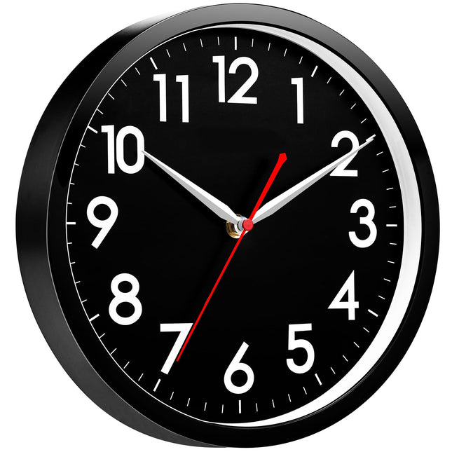 AKCISOT Wall Clock Modern Black Silent Non Ticking Wall Clocks Battery Operated 12 Inch, Small Analog Classic Clock Deco