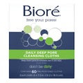 Bioré Daily Make Up Removing Cloths, Facial Cleansing Wipes with Dirt-grabbing Fibers for Deep Pore Cleansing without Oily Residue, 60 Count 60