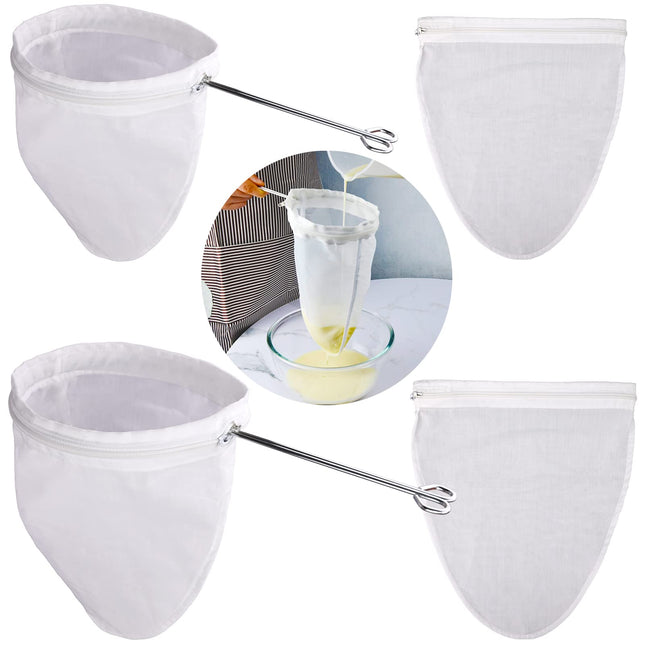 WMKGG Ultra Fine Mesh Strainer Bags, Reusable Mesh Filter Bags with Stainless St