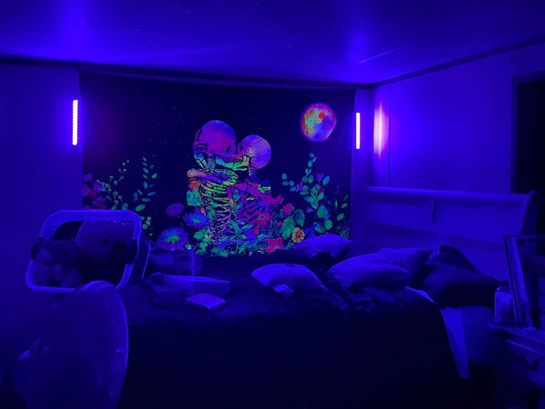Black Light Bar 10W 1ft LED Blacklight for Fluorescent Tapestry Poster Body Paint Glow Party UV Strip Lights for Cabinet and Display Magnetic
