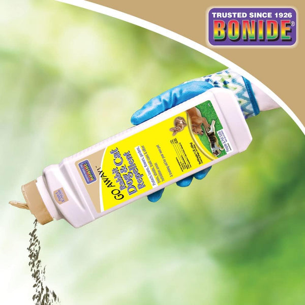 Bonide Go Away! Rabbit, Dog, & Cat Repellent Granules, 1 lb Ready-to-Use, Keep Dogs off Lawn, Garden, Mulch & Flower Beds | Ready-to-Use, Keep