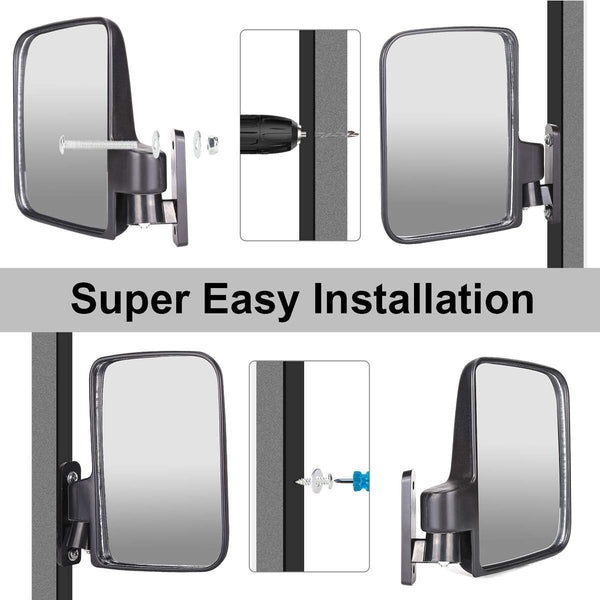 Universal Folding Golf Cart Side View Mirrors for EZGO, Club Car, Yamaha