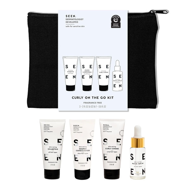 SEEN Curly on the Go Kit -Scented - Non-Comedogenic & Safe for Sensitive Skin - Sulfate-Free, Curl-Defining Styling Hair Bundle - anti Frizz -