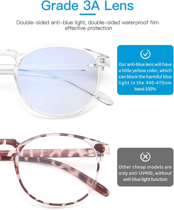 Blue Light Blocking Glasses,Computer Glasses,Anti Eyestrain, Lightweight Frame Eyeglasses,Men/Women… (Crystal)
