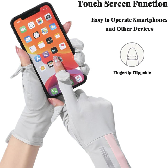 Women UV Sun Protection Gloves Full Finger Touchscreen Non Slip Gloves Driving G