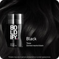 BOLDIFY Hair Fibers - Fill In Thinning and Fine Hair for an Instantly Fuller, Thicker Look - 14 Shades for Women & Men (Black, 12g) 12g Black