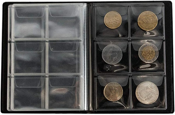 Uncle Paul Coin Album Coin Holder Coin Collection Book for Half Dollar/Small Dollar/50 Pence/Two pounds 60 Pockets Elegant Black 45 x 45 mm Pocket